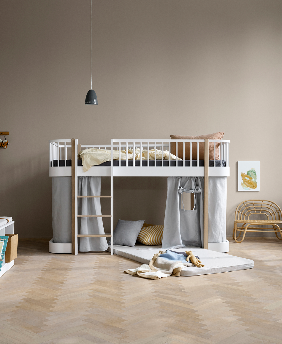 Wood Original low loft bed, white/oak