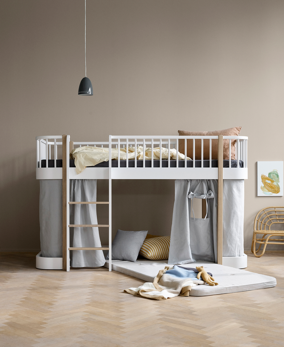 Curtain for Wood Original bunk bed and low loft bed (128cm), grey