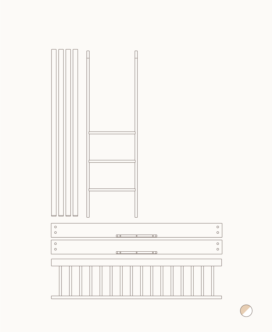 Mini+ cot bed & Mini+ junior bed to low bunk bed
