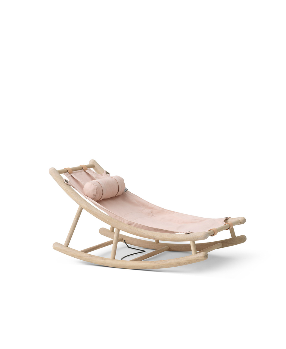 Wood toddler rocker, oak/rose