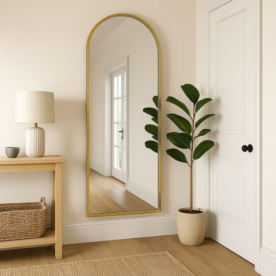Akiko - Full Length Gold Metal Arched Mirror - 160cm x 60cm
