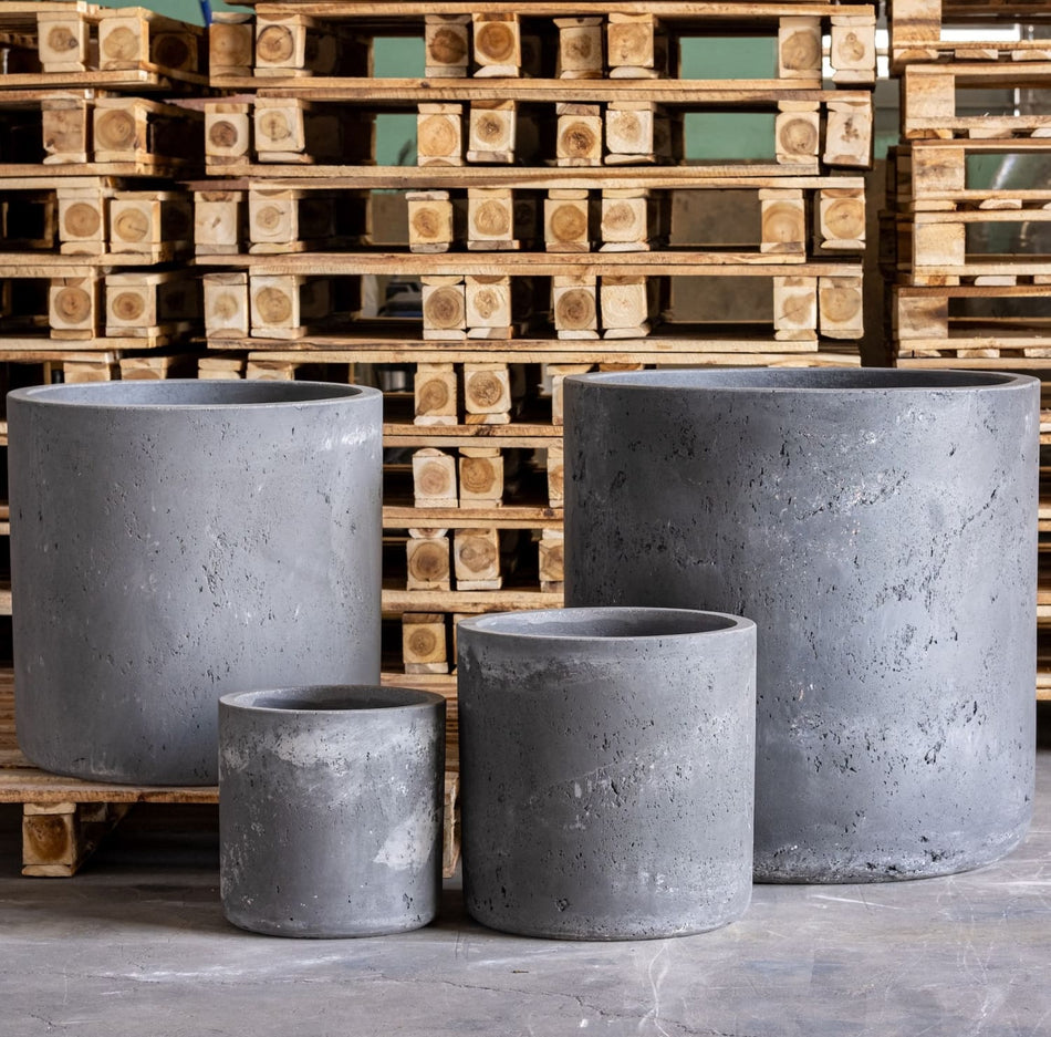 Aurella | Onyx Dusk – 30cm Medium Concrete Cylinder Planter – 13L Round Plant Pot