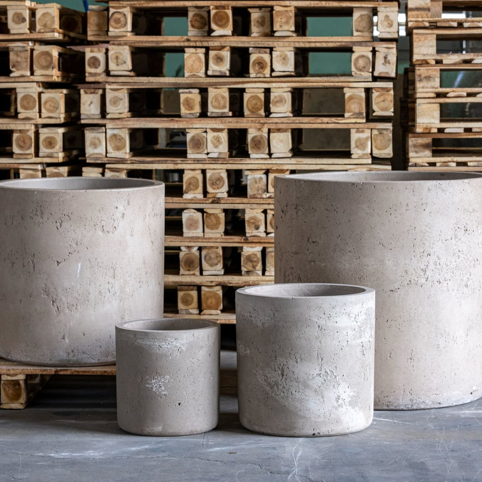 Aurella | Truffle – 55cm X Large Concrete Cylinder Planter – 93L Round Plant Pot