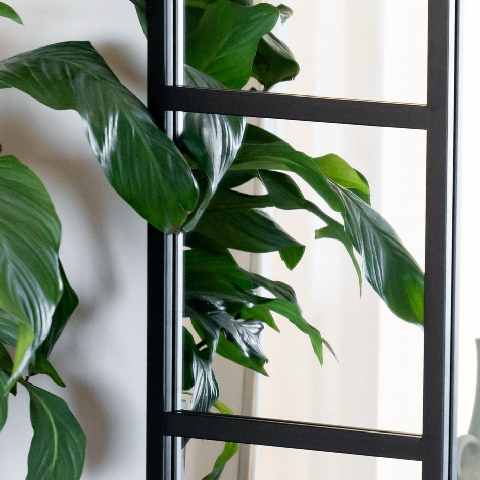 Mio- Full Length Black Metal Arched Window Mirror - 200cm x 120cm