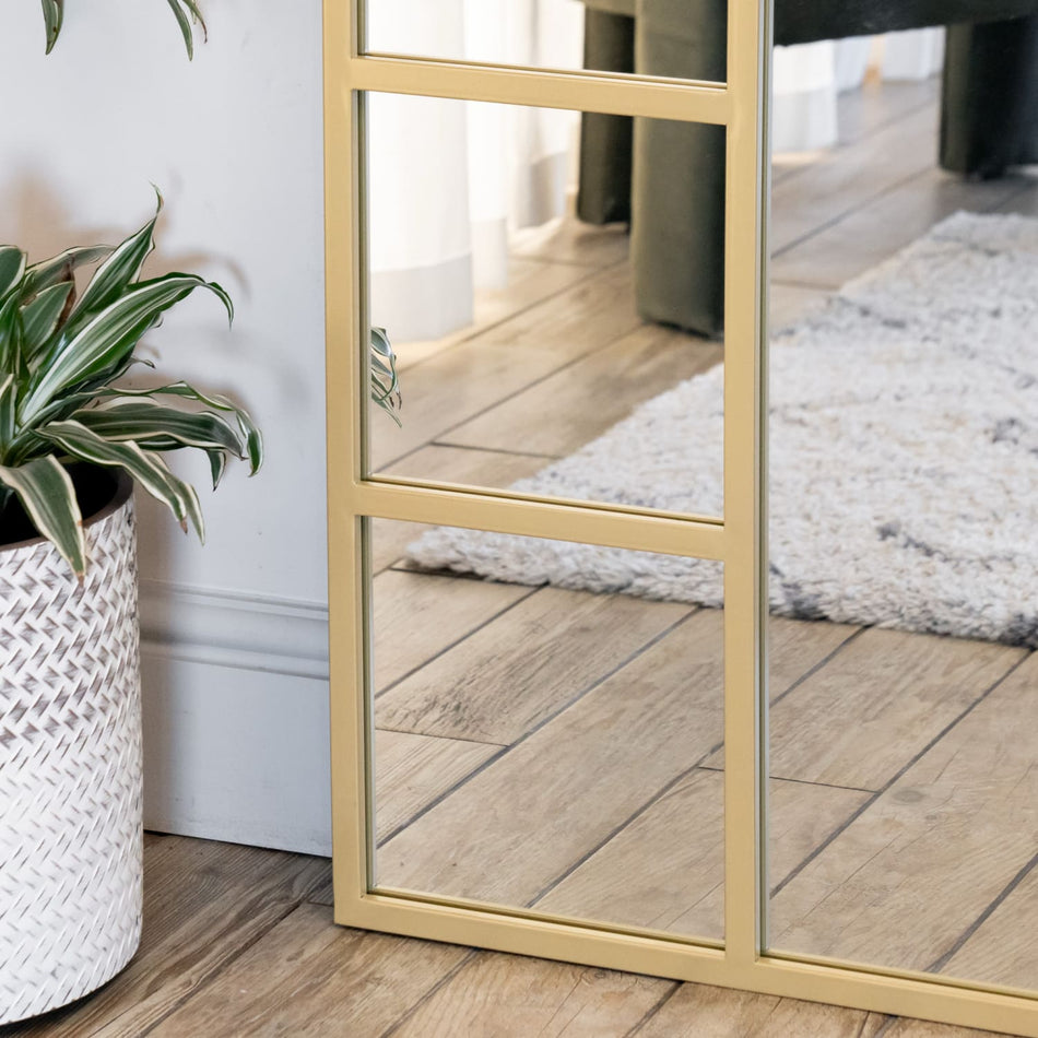 Mio- Full Length Gold Metal Arched Window Mirror - 200cm x 120cm