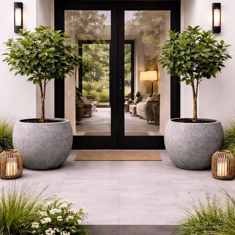 Orbello | Onyx Dusk – 70cm Extra Large Concrete Sphere Planter – 207L Round Plant Pot