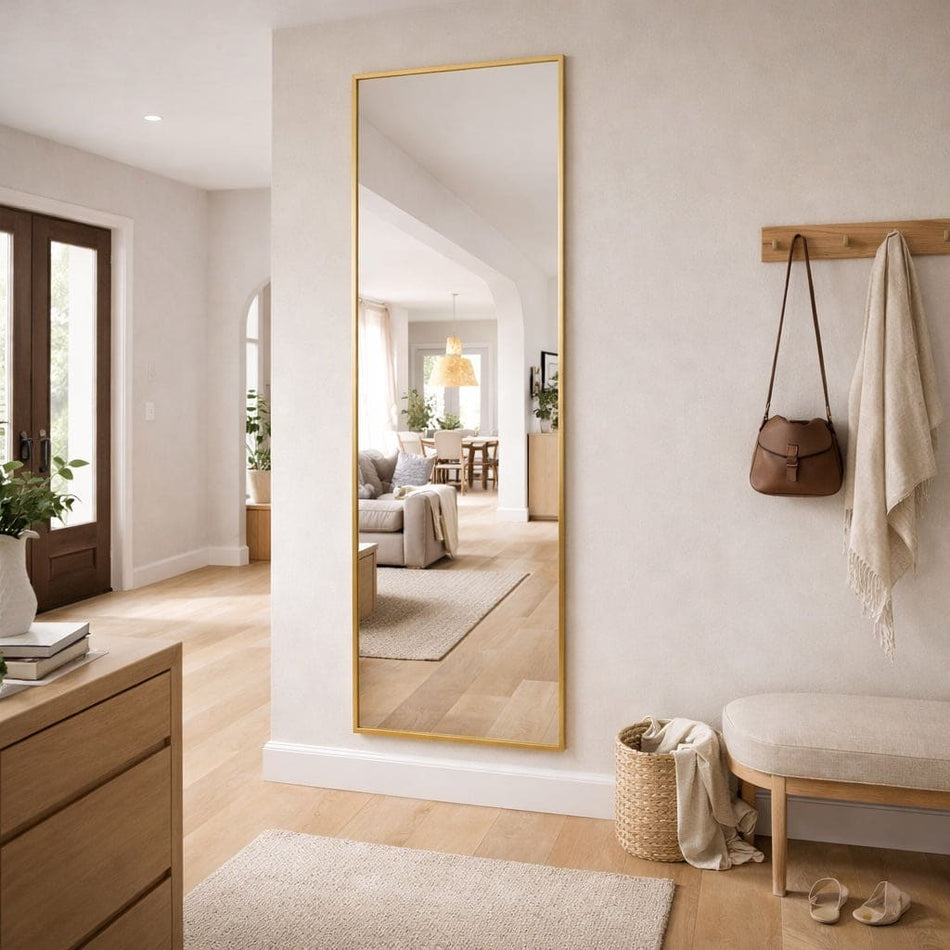 Takara - Full Length Leaner Gold Metal Rectangle Mirror - 180cm x 60cm