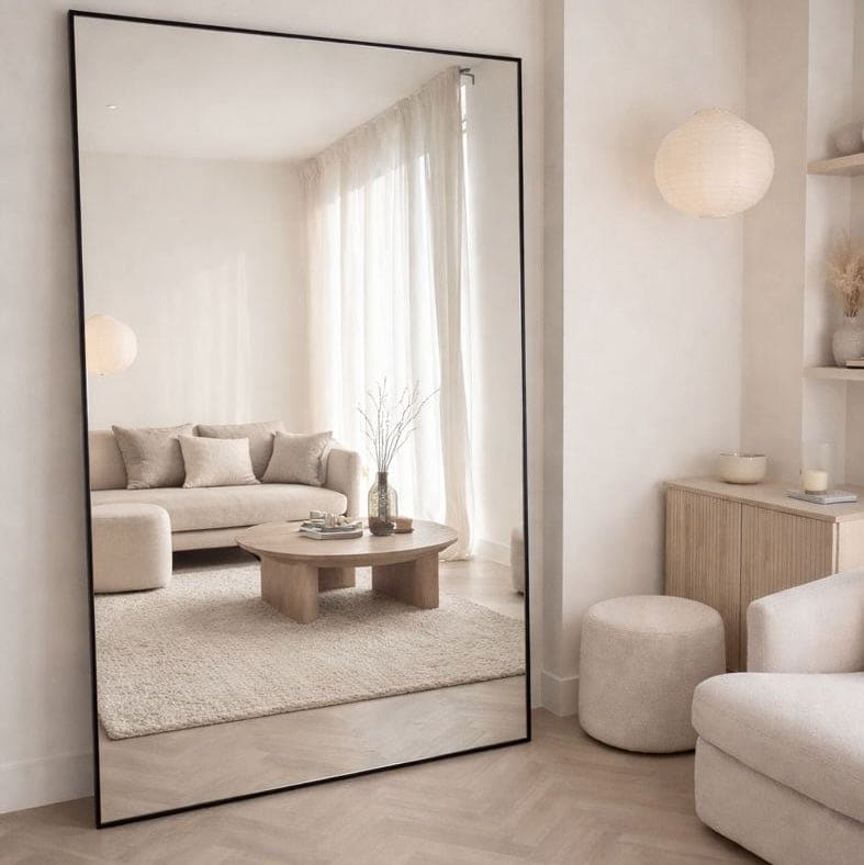 Takara - Full Length Leaner Black Metal Rectangle Mirror - 200cm x 120cm