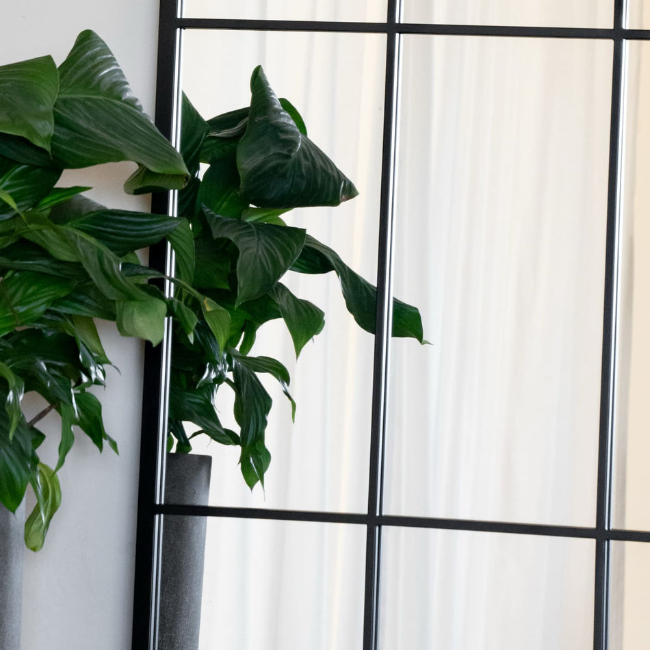 Tomi- Full Length Black Metal Arched Lattice Window Mirror - 200cm x 120cm