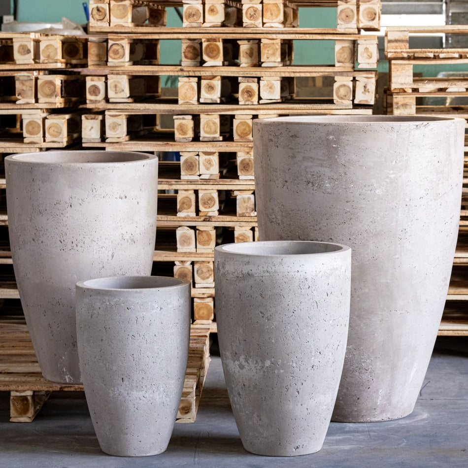 Vessara | Truffle – 68cm Extra Large Tall Concrete Planter – 61L Round Plant Pot