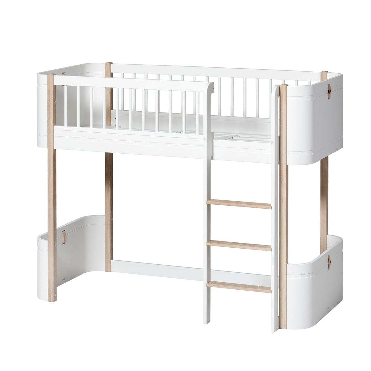 Mini + low loft bed - White/oak | Oliver Furniture | Skandium London
