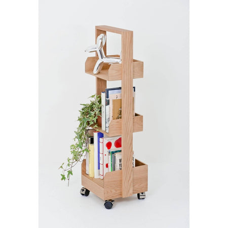 Wireworks - Mini Bookie Roller Shelf - Oak - Skandium London
