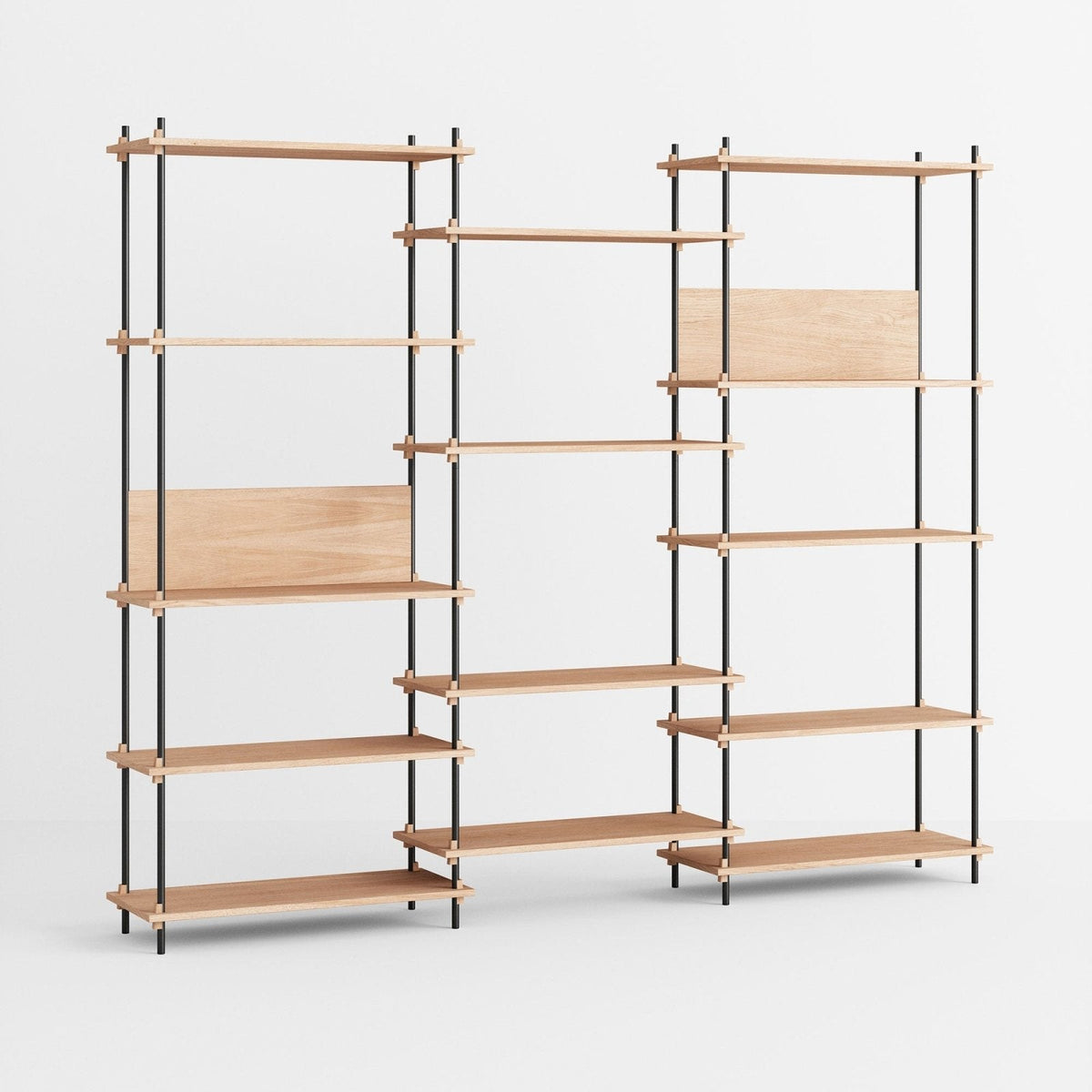 MOEBE - Shelving System – S.200.3.A - Oak/Black - Skandium London