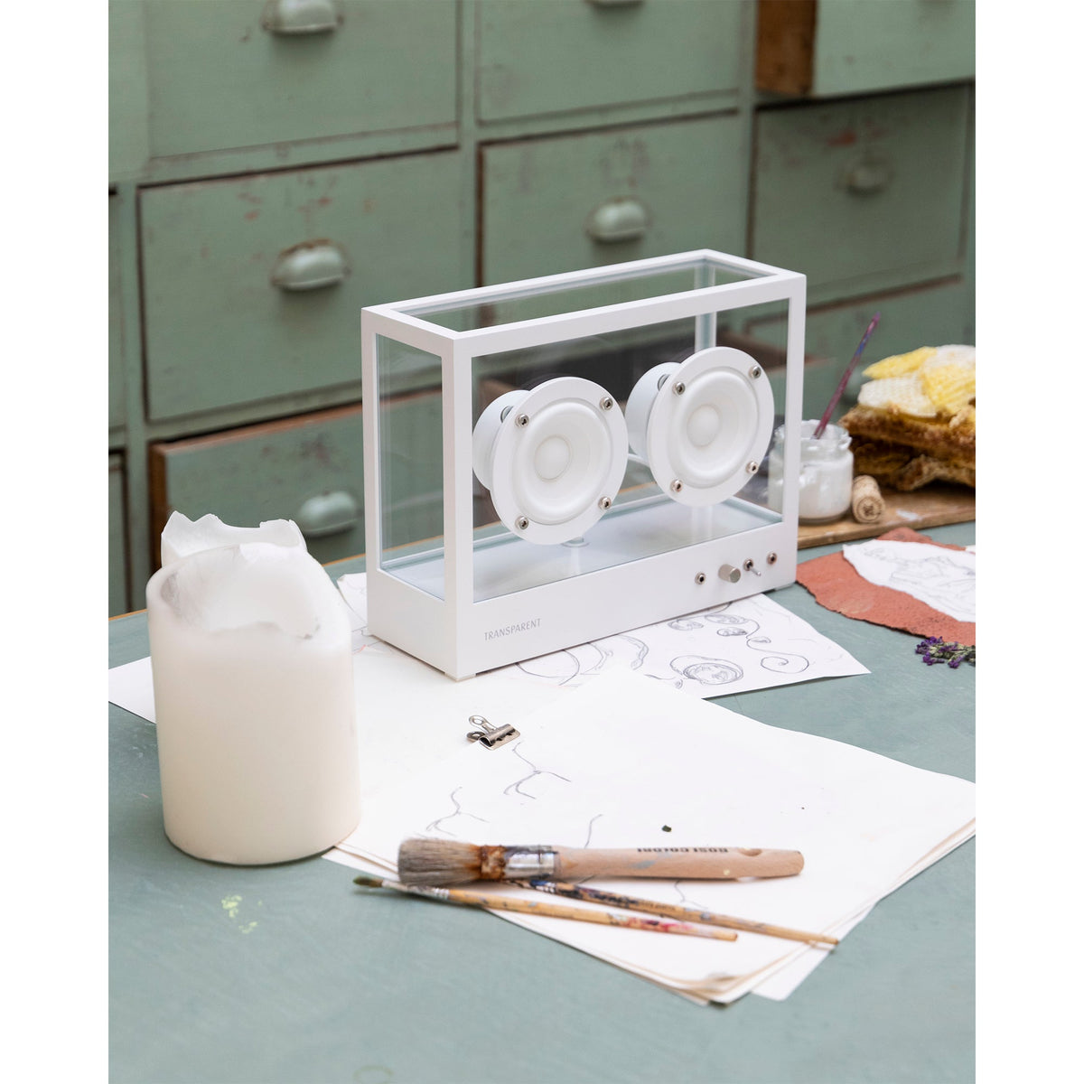 Small Transparent Speaker | White | Transparent | Skandium London