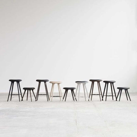 High Stool With Black Leather Seat | Mater | Skandium London