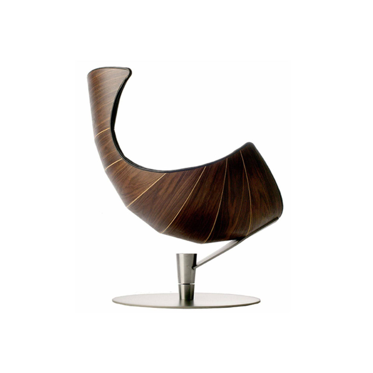 Bruunmunch - Lobster Lounge Chair - Walnut, Satin Chrome Base - Skandium London