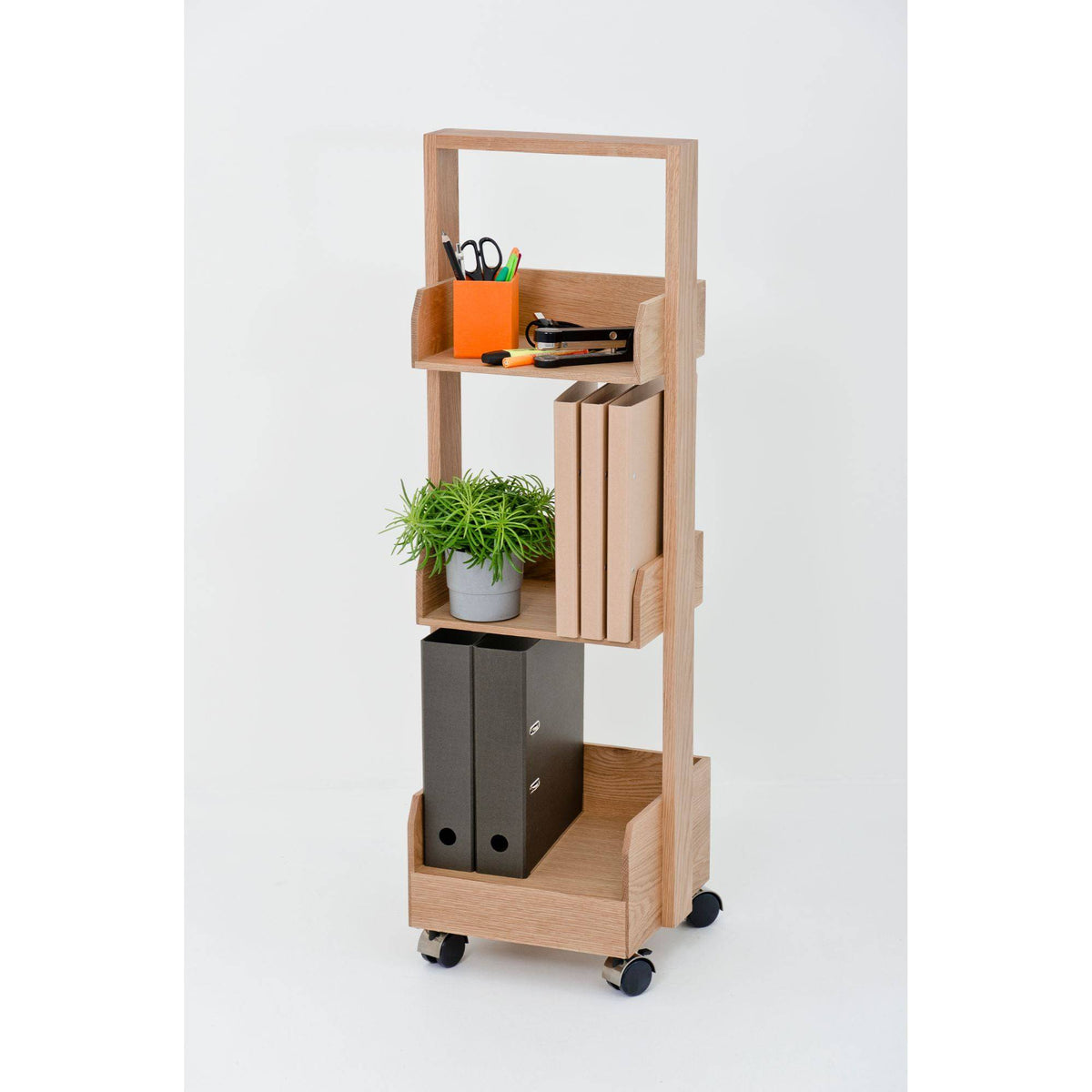 Wireworks - Mini Bookie Roller Shelf - Oak - Skandium London