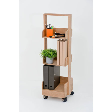 Wireworks - Mini Bookie Roller Shelf - Oak - Skandium London