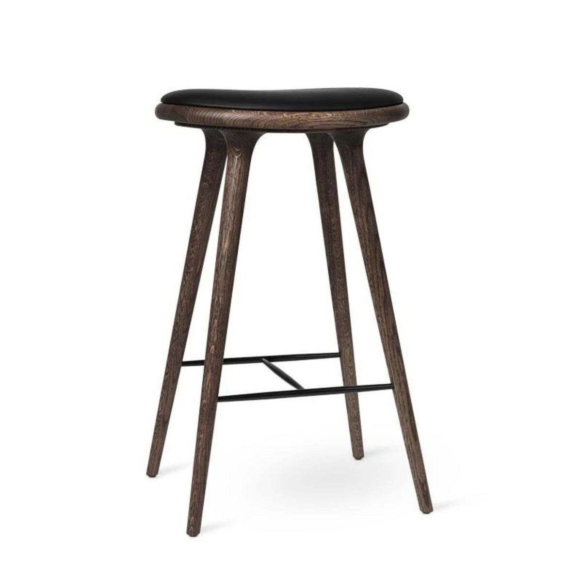 High Stool With Black Leather Seat | Mater | Skandium London