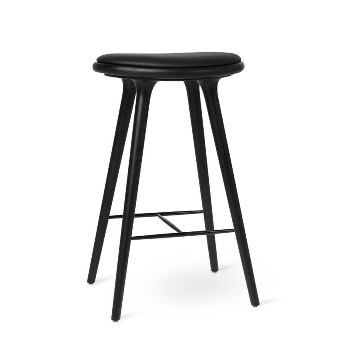 High Stool With Black Leather Seat | Mater | Skandium London
