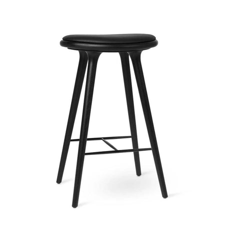 High Stool With Black Leather Seat | Mater | Skandium London