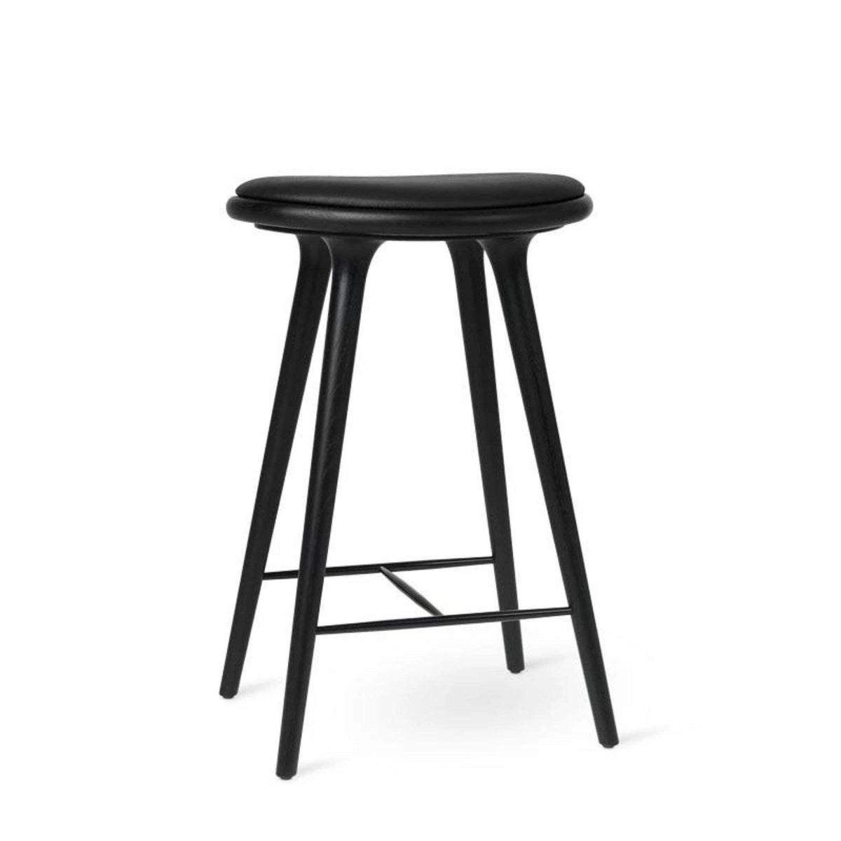 High Stool With Black Leather Seat | Mater | Skandium London