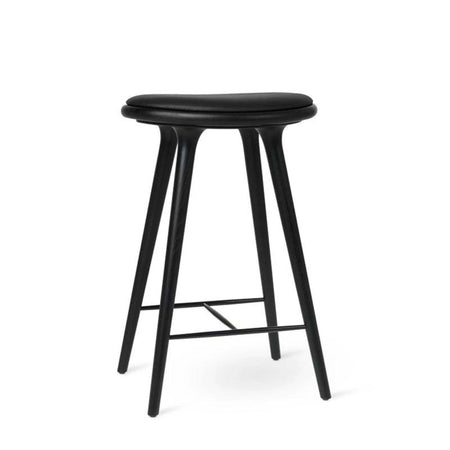 High Stool With Black Leather Seat | Mater | Skandium London