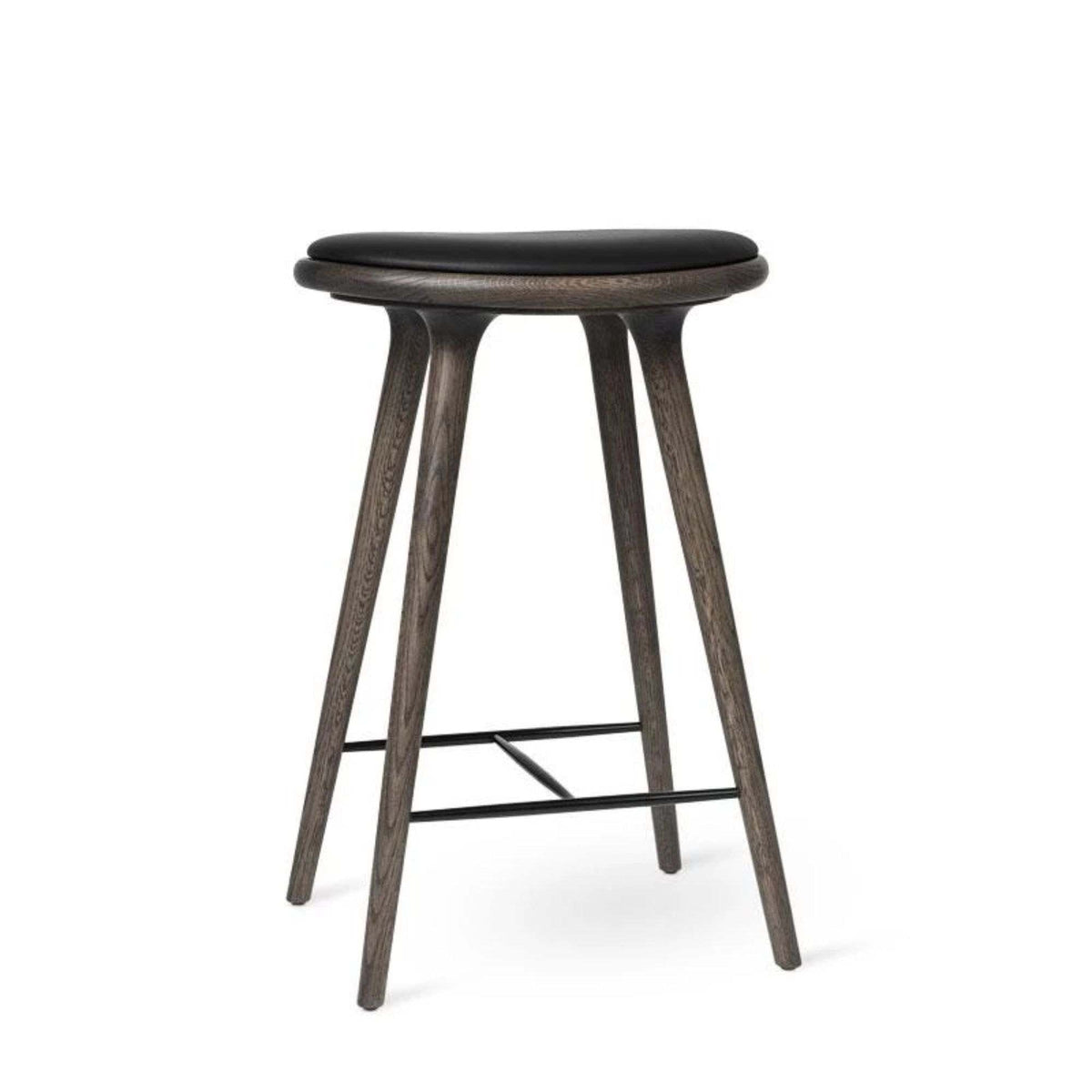 High Stool With Black Leather Seat | Mater | Skandium London