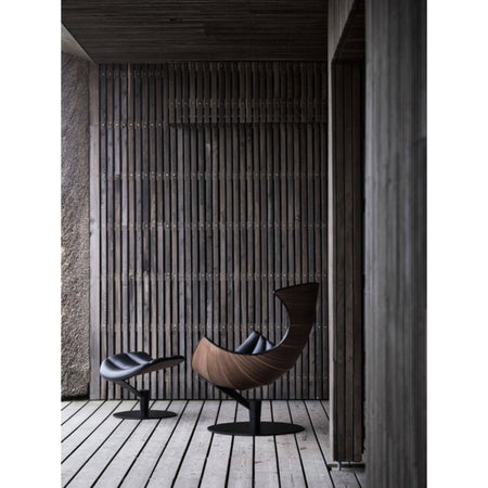 Bruunmunch - Lobster Footstool - Walnut, Satin Chrome Base - Skandium London