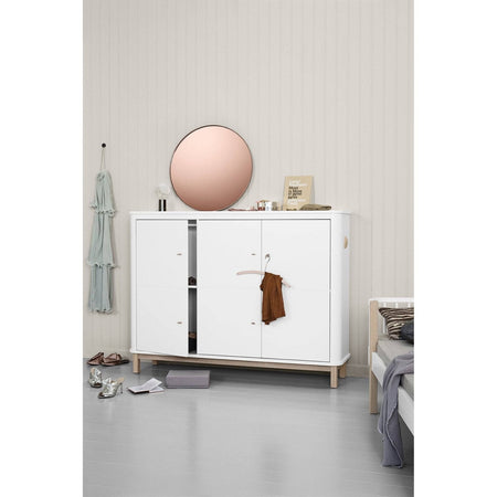 Oliver Furniture - Multi cupboard with 3 doors, white/oak - Skandium London