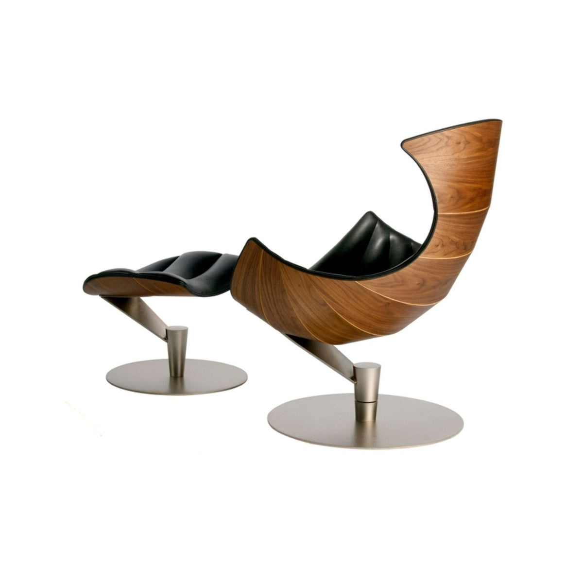 Bruunmunch - Lobster Footstool - Walnut, Satin Chrome Base - Skandium London