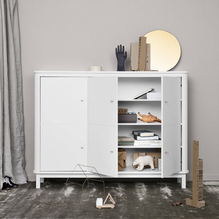 Oliver Furniture - Multi cupboard with 3 doors, white/oak - Skandium London
