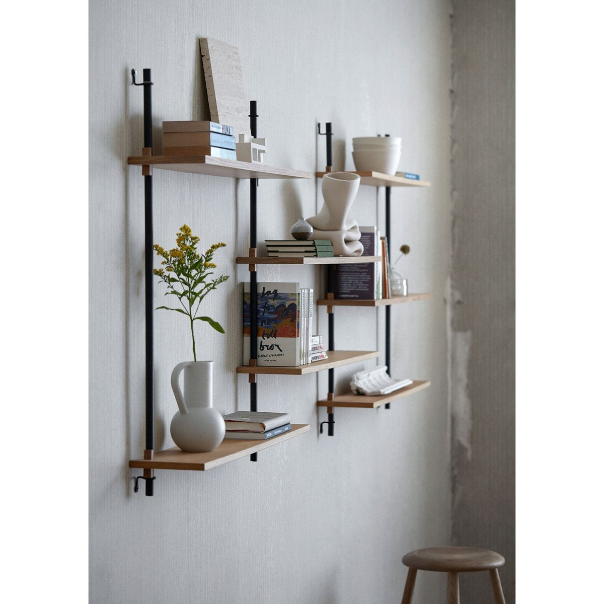 MOEBE - Wall Shelving - WS.85.2 - Oak/Black - Skandium London