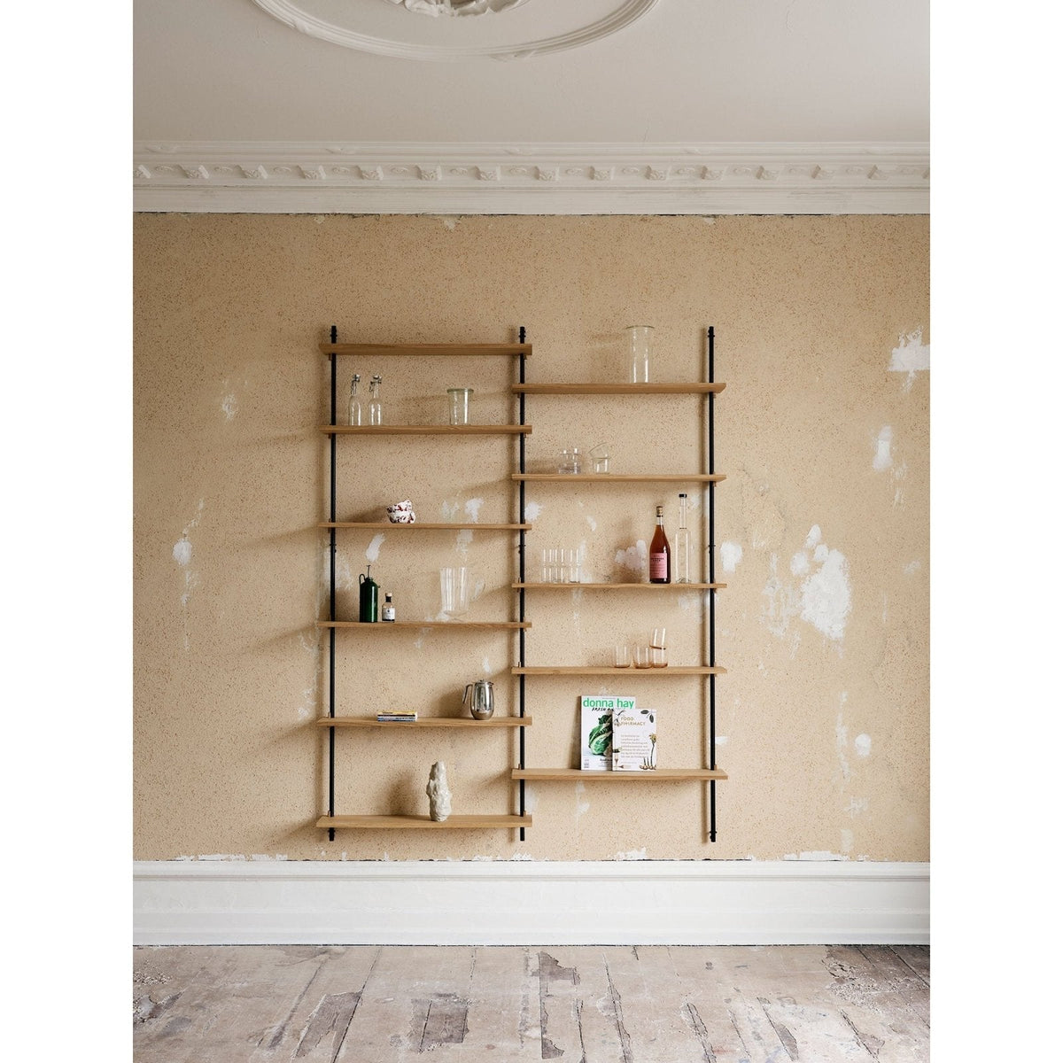 MOEBE - Wall Shelving - WS.85.2 - Oak/Black - Skandium London