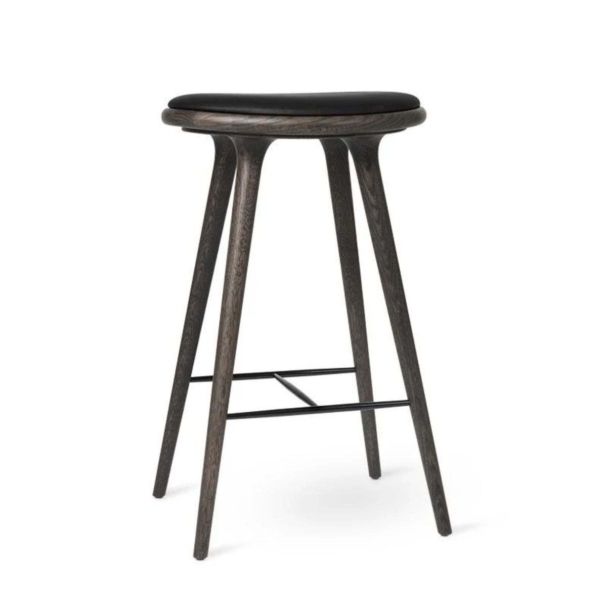High Stool With Black Leather Seat | Mater | Skandium London