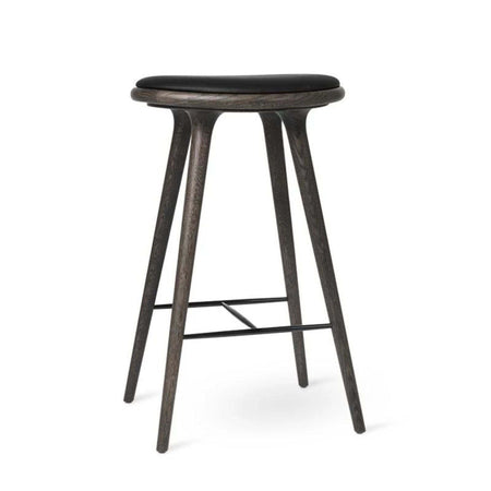 High Stool With Black Leather Seat | Mater | Skandium London