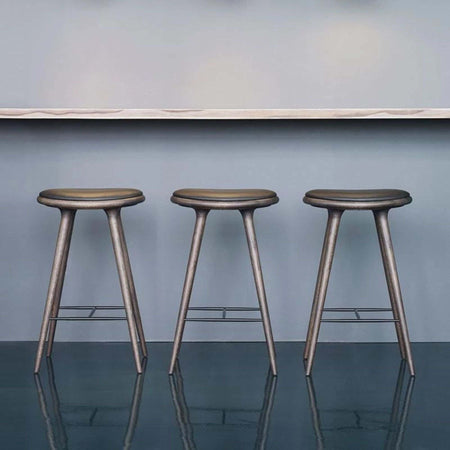 High Stool With Black Leather Seat | Mater | Skandium London